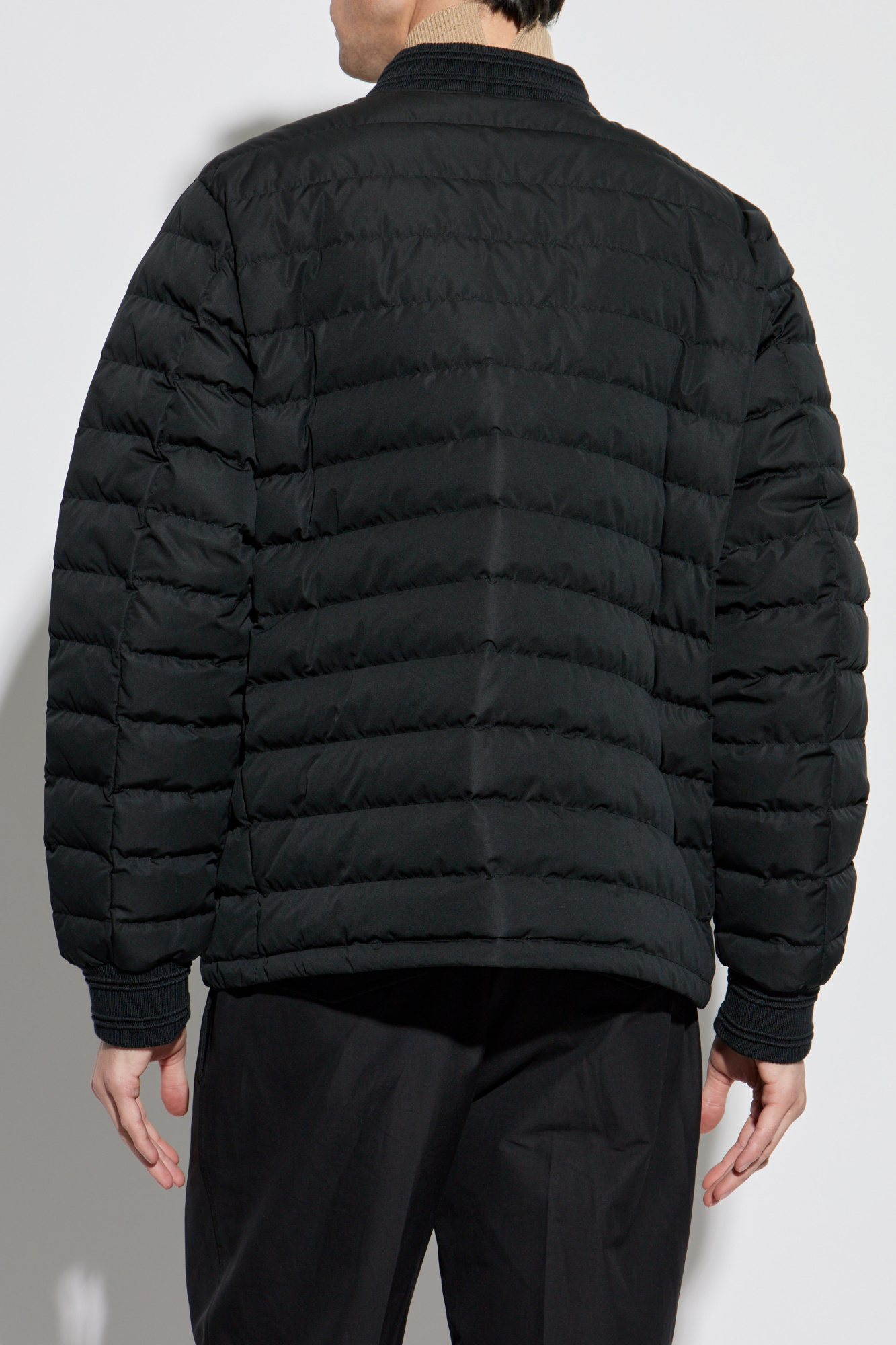 Navy blue Down jacket with logo-shaped applique Burberry